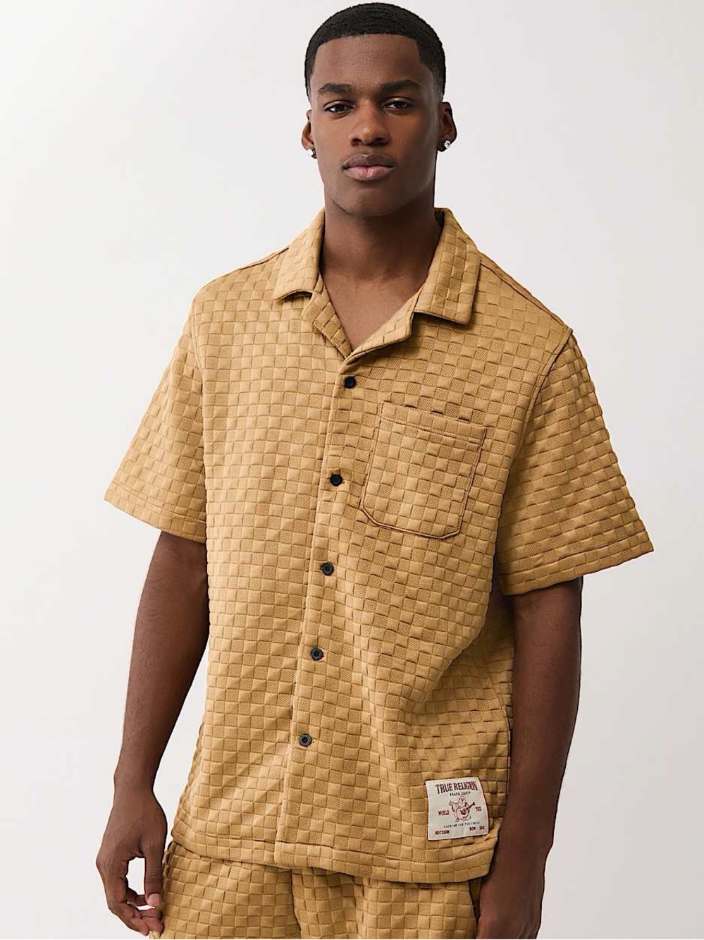 True Religion Checkered Camp Collar Shirt NWT Size L